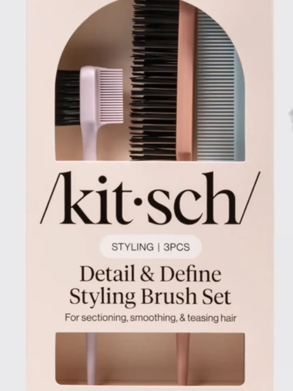 kitsch 3 piece Detail & Define Styling Smoothing Teasing Sectioning Brush Set